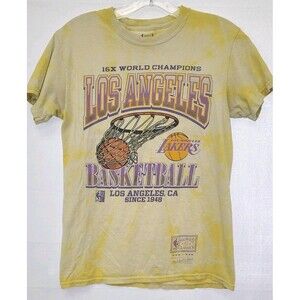 Mitchell & Ness Los Angeles Lakers World Champions T Shirt Womens Small Tie Dye